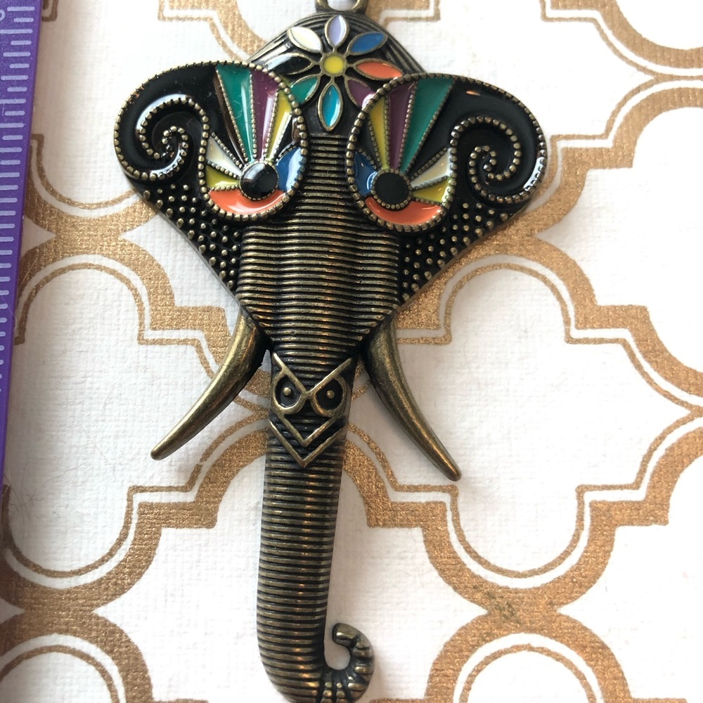 Long chain elephant necklace